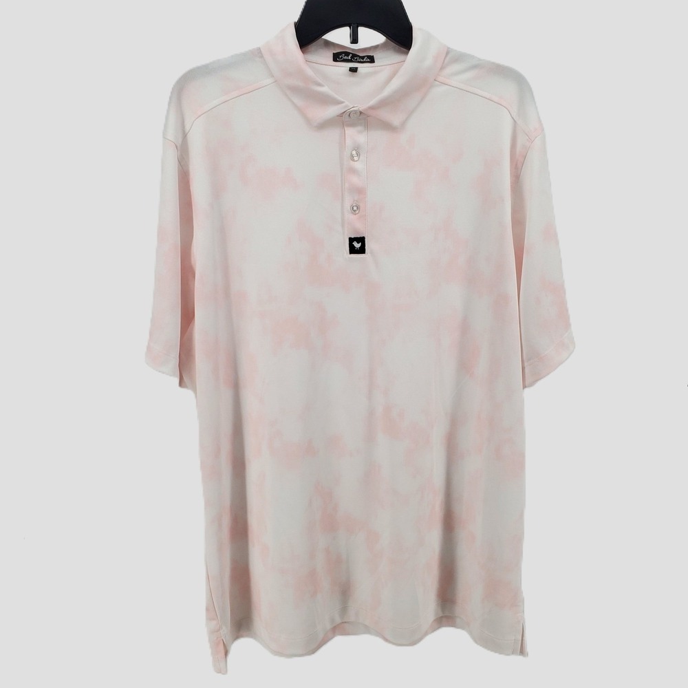 Bad Birdie Day Dreamin‎ Pink White Tie Dye Golf Polo Shirt Short Sleeve Mens XXL
